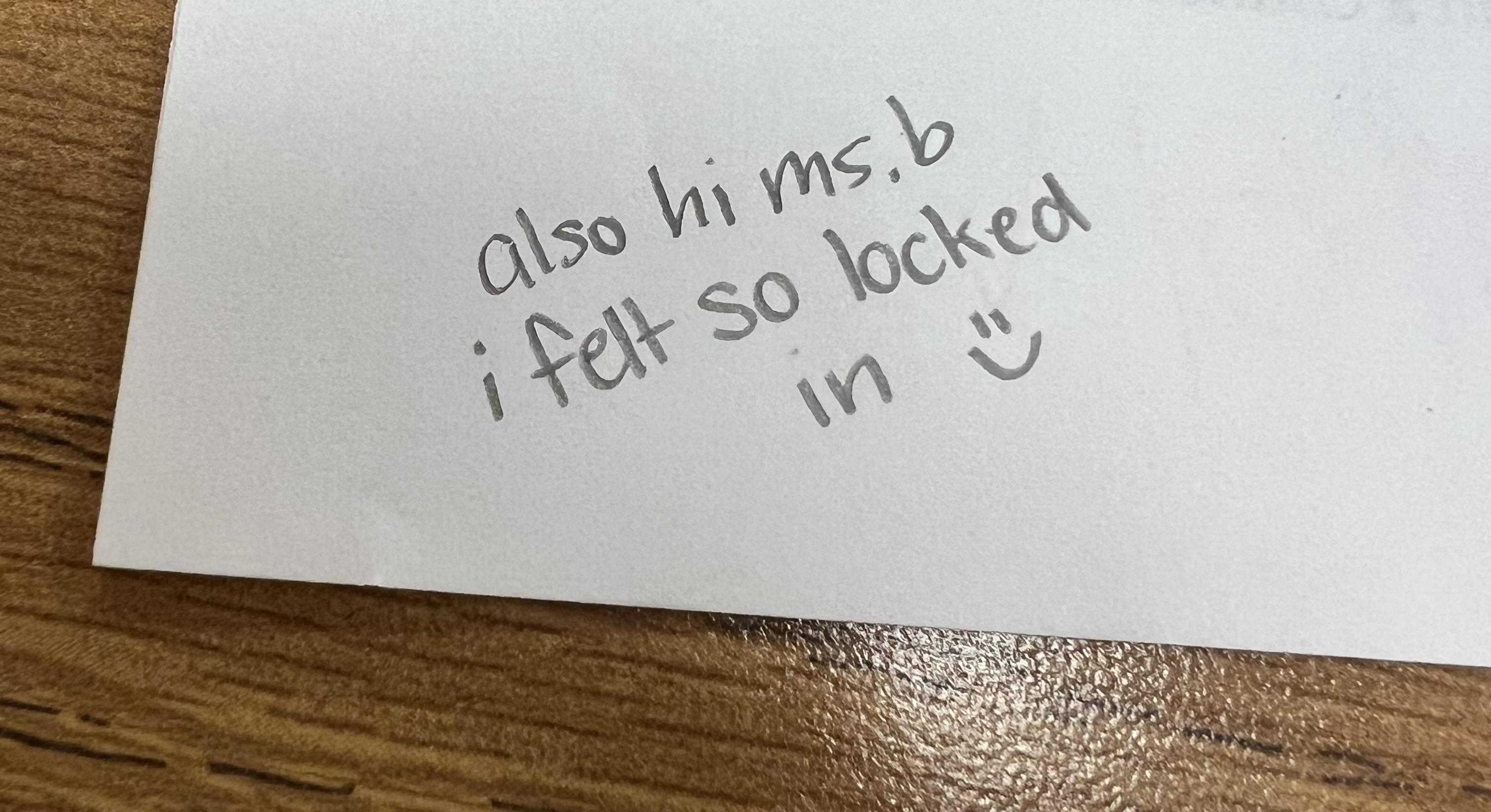 Note from Sophia's student