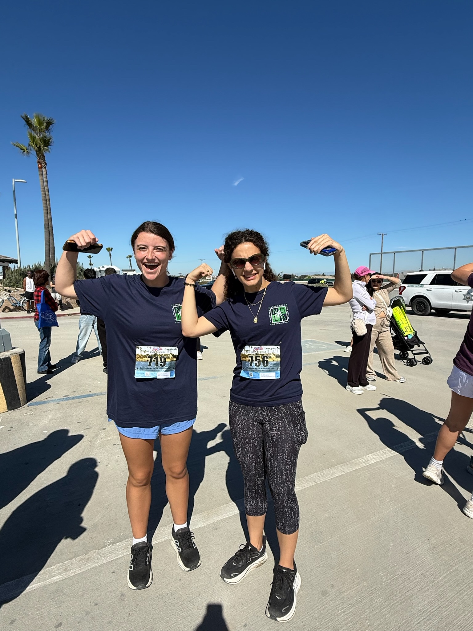 Julia McIntyre (left) and Angela Rea (right) posing at So-Cal Marathon 2026