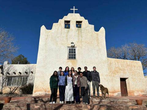 Outside San Jose de la Laguna Mission Church